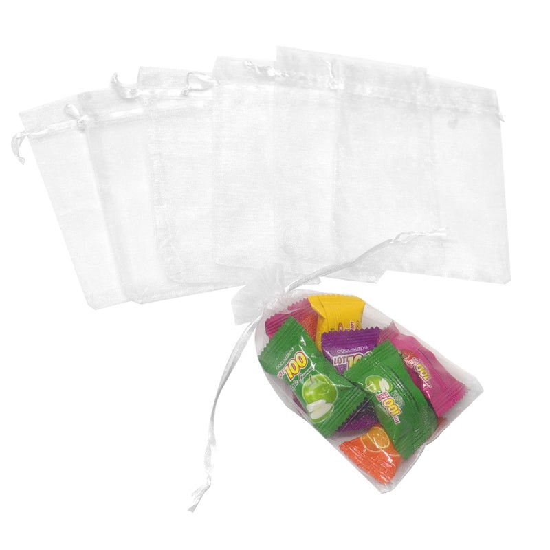 Bezall 100Pcs Organza Gift Bags 3.5x4.5 inch, White Drawstring Mesh Jewelry Bags, Wedding Party Favor Festival Gift Candy Pouches - Image 4